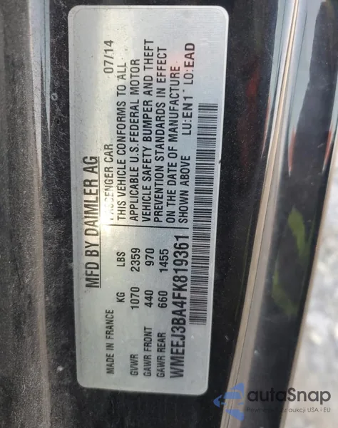 2015 Smart Fortwo Pure z USA, uszkodzony, nr VIN WMEEJ3BA4FK819361